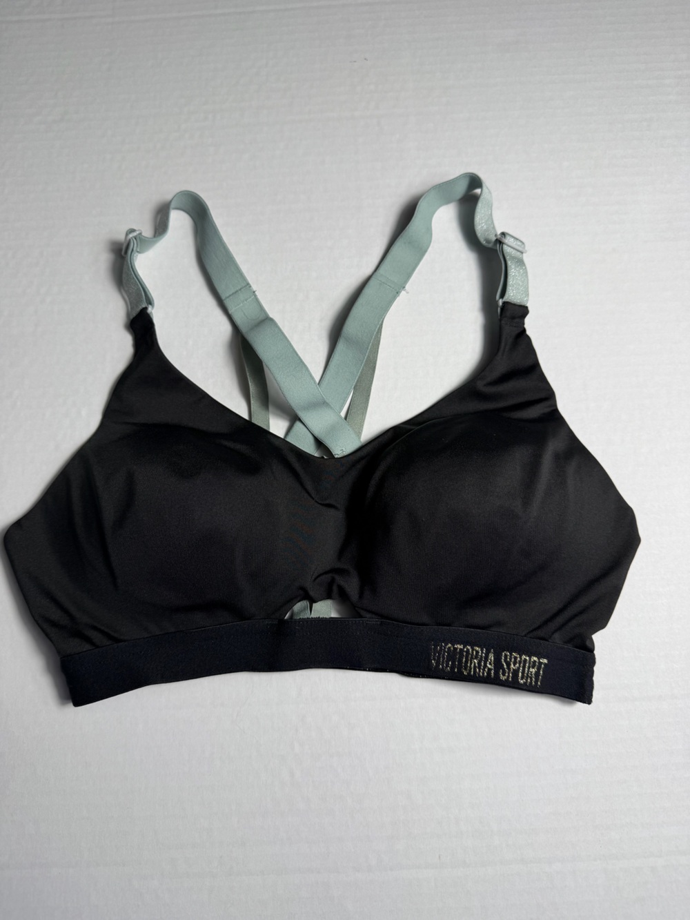 Victoria's Secret Black & Sage Strappy Wireless Sports Bra